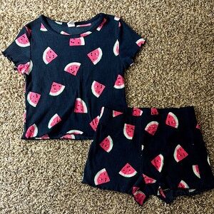 Old Navy Girls’ Navy Blue Watermelon Print Pajamas Set